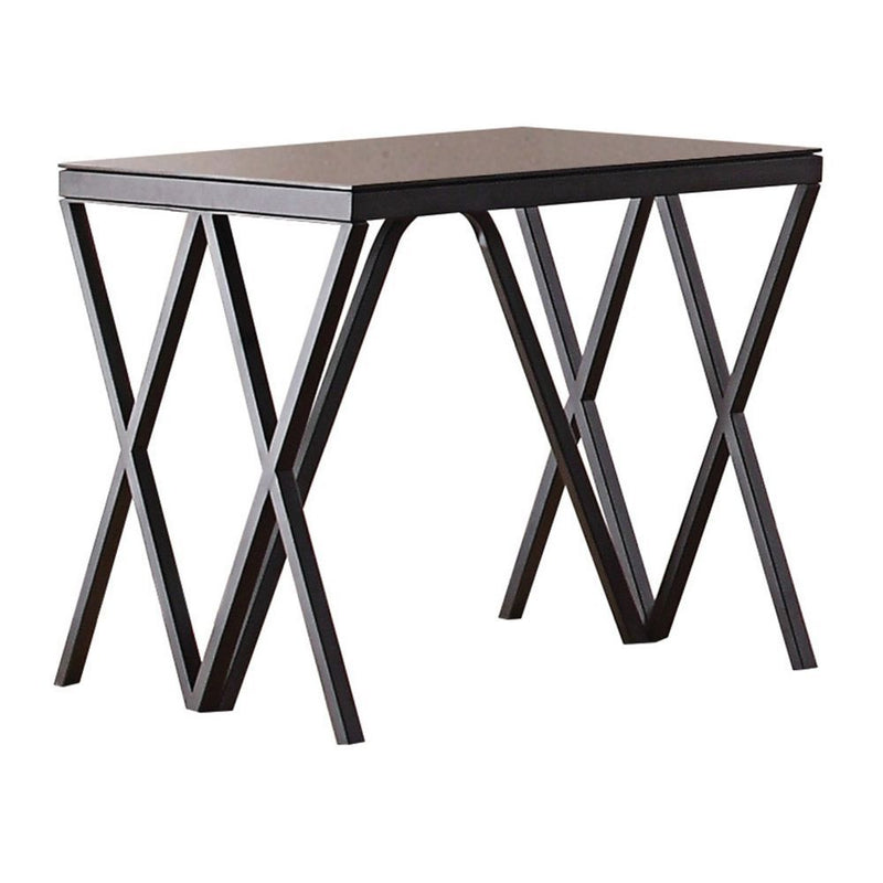 Magenta - End Table - Glass Top & Black