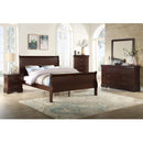 Contemporary Louis Philip Cherry Chest With Five Drawers Solid Wood Ample Storage - Cherry