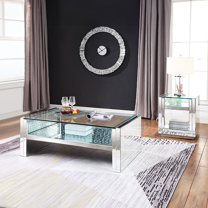 Nysa - End Table - Mirrored & Faux Crystals - 24" - Atlantic Fine Furniture Inc