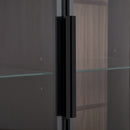 Modern Minimalist Style LED Curio Cabinet With Tempered Glass Door, Metal Legs