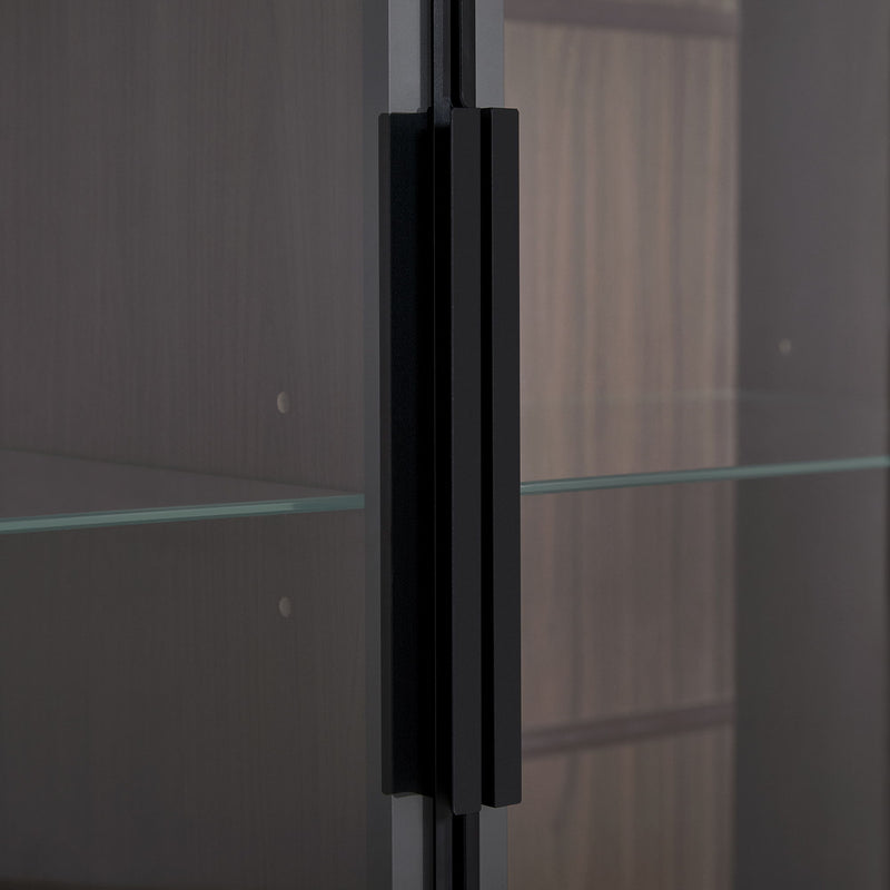 Modern Minimalist Style LED Curio Cabinet With Tempered Glass Door, Metal Legs