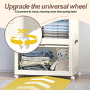 Portable Wardrobe Closet Storage Organizer With Magnetic Doors And Hanging Rod - Cream White