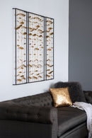 Metal Decorative Wall Art With Frame, Wall Decor For Living Room (Set of 3) - Gold
