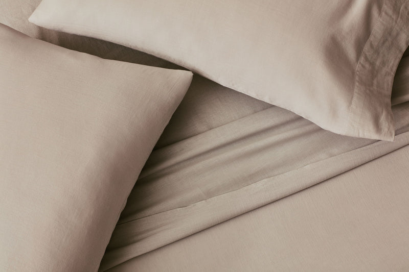 Linen-Weave Cotton Full Sheet Set - Sand