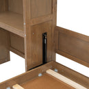 Queen Size Murphy Bed With Louvered Design And Multiple Storage Shelves - Wood