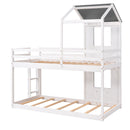 Bunk Bed Wood Bed & Roof, Window, Guardrail, Ladder