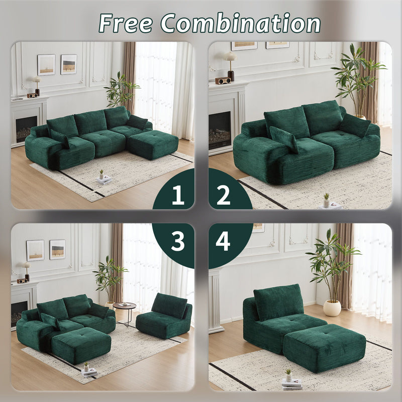 Compressed Sofa, Large Sectional Couches For Living Room, - Green