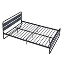 Industrial Platform Queen Bed Frame/Mattress Foundation with Rustic Headboard and Footboard, Strong Steel Slat Support, No Box Spring Needed, Noise Free, Easy Assembly