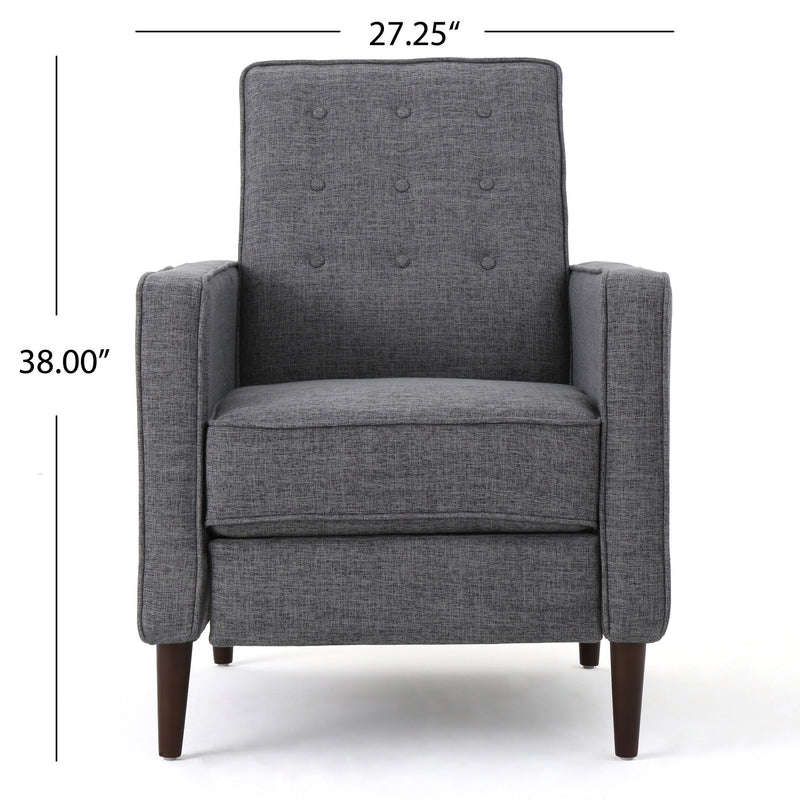 Mid-Century Modern Recliner With Button Tufted Waffle Stitch