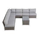 Comfortable Modern Patio Rattan Sectional Set With Cushions