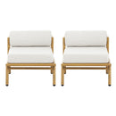 La Fiora - Outdoor Patio Iron Club Chair (Set of 2) - Off White / Teak