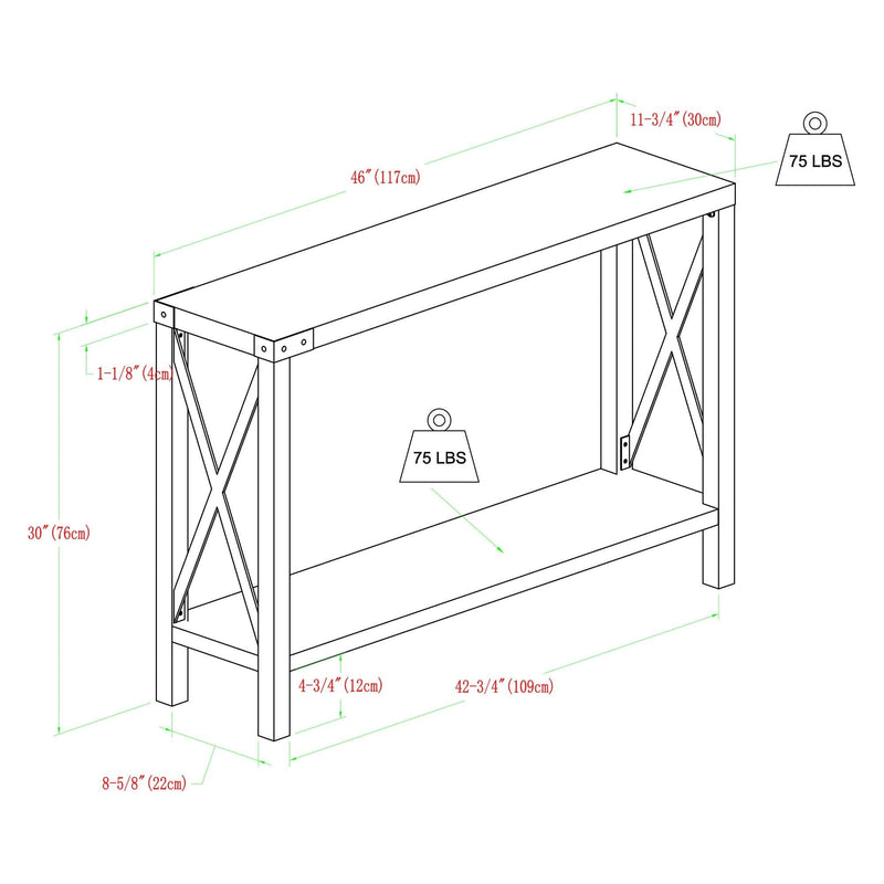Farmhouse Metal X Table With Lower Shelf