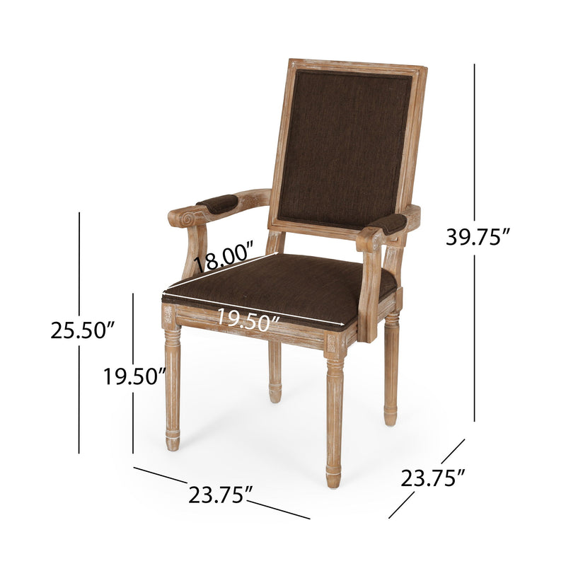 French Country Style Upholstered Dining Chair With Square Backrest