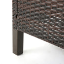 Outdoor Rattan Dining Chair With Straight Legs And Sloped Arms