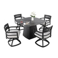 Outdoor Patio Dining Set, Squircle Dining Table, Dining Chairs With Sunbrella Cushions