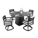 Outdoor Patio Dining Set, Squircle Dining Table, Dining Chairs With Sunbrella Cushions