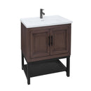 Modern Freestanding Bathroom Vanity With Ceramic Sink, Hot And Cold Faucet, Storage Cabinet & Open Shelf