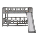 Low Bunk Bed With Slide, Fence And Ladder