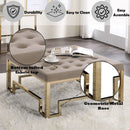 Damien - Cocktail Ottoman - Beige Fabric & Champagne