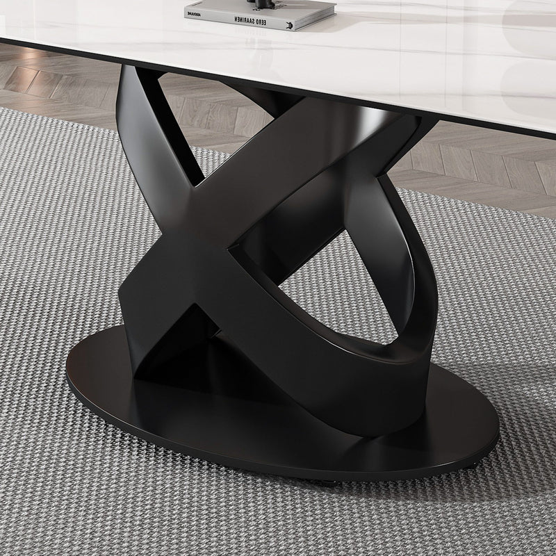Rectangular Dining Table, Table For 8 Guests - Black / White