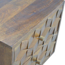 Cube Carved Bedside Table Nightstand - Chestnut