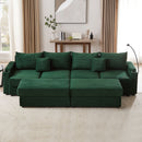 Modern Style Loveseat Sofa Sectional Sofa Couch With Storage Space, A Movable Ottoman, Two USB Ports, Two Cup Holders, A Phone Holder For Living Room