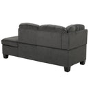 Modern L Shaped Fabric Sectional Sofa With Tufted Detail - Charcoal