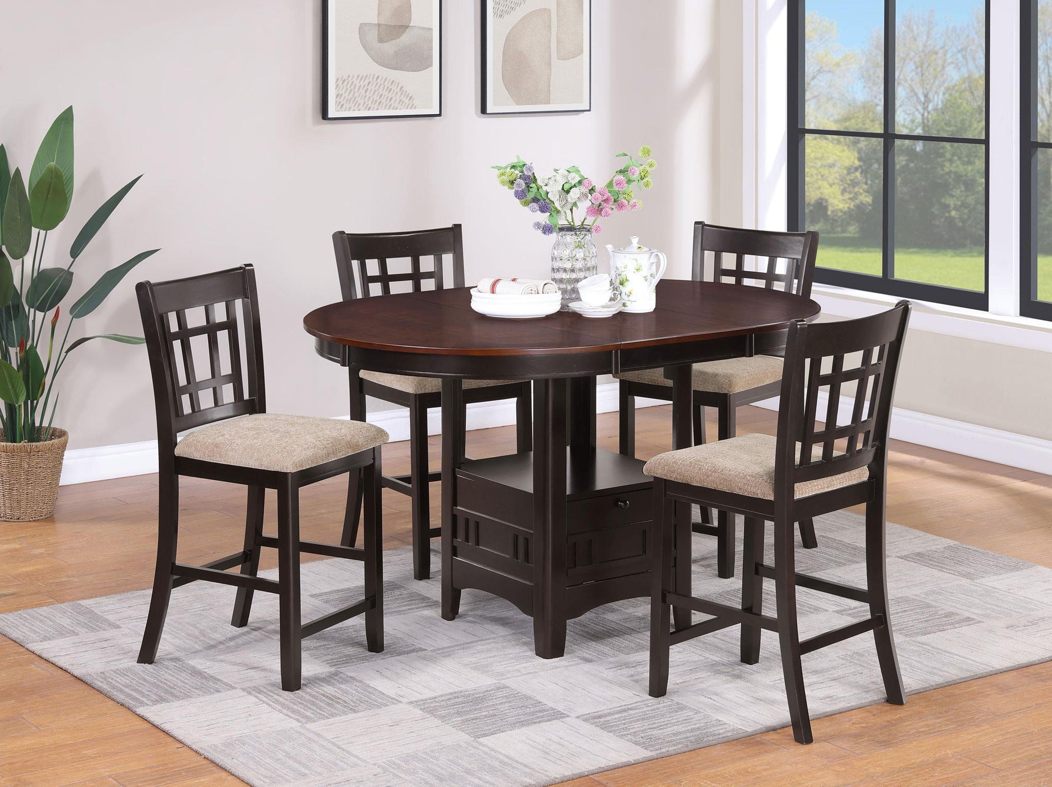 Lavon 5-piece Oval Counter Height Dining Set Light Chestnut - Atlantic Fine Furniture Melbourne FL