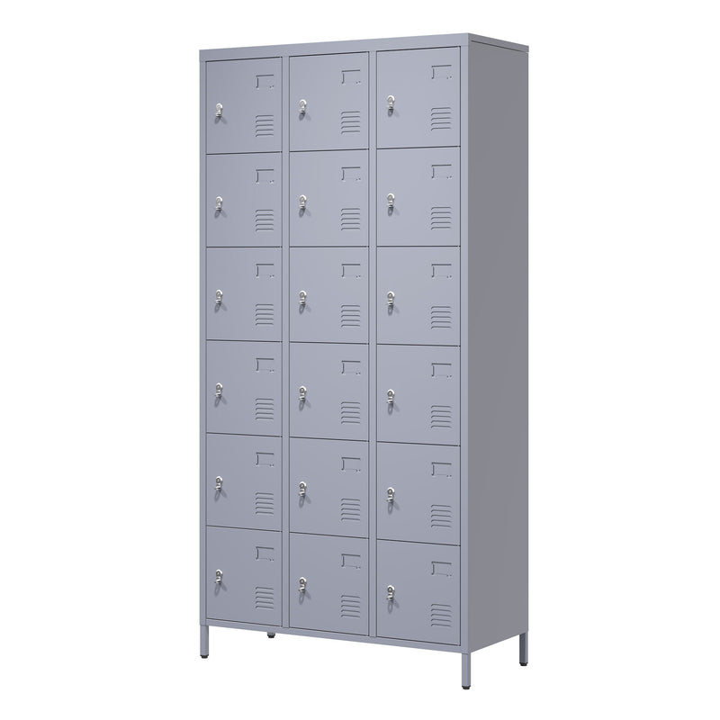 Lockers 18 Door With Lock For Employees, Storage Cabinet For Home Gym Office School Garage - Gray