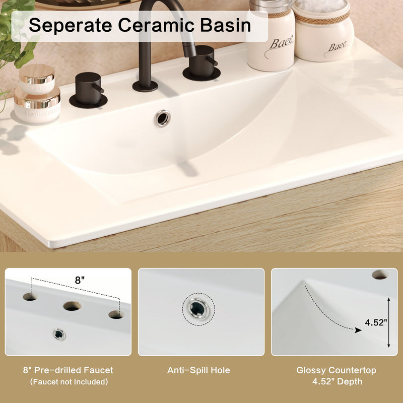 Double Sinks Bathroom Vanity Set With 2 Ceramic Basins
