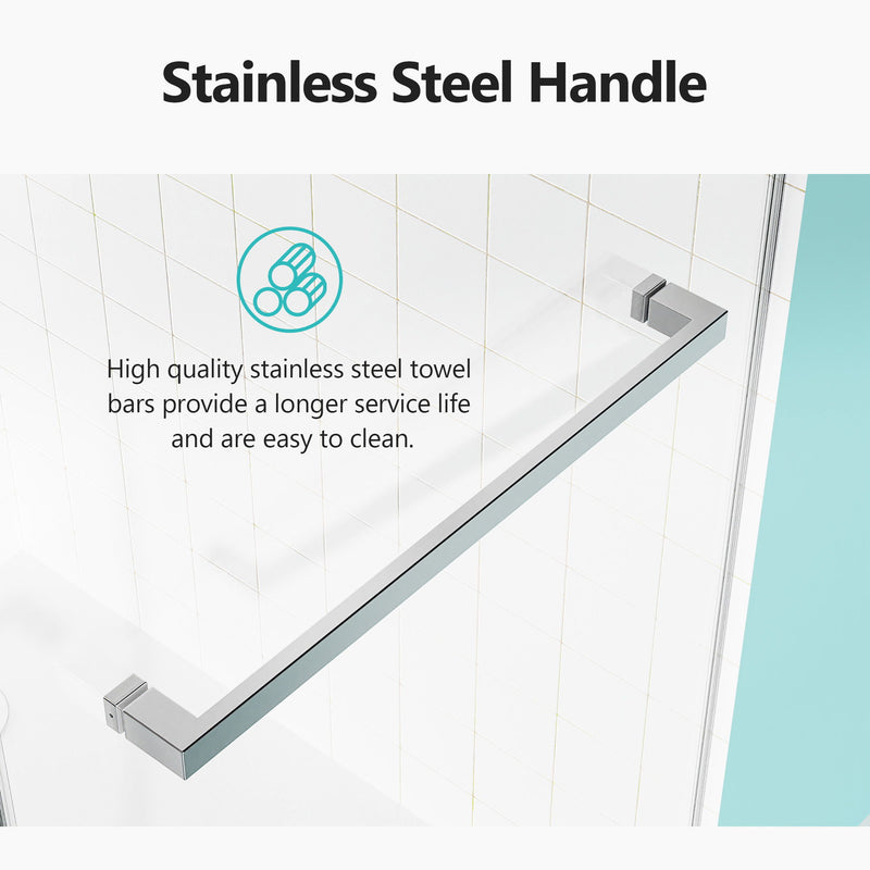 Frameless Double Sliding Soft Close Shower Door, Tempered Glass