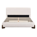 Queen Size Elegant Terry Upholstered Bed - White