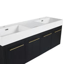 Modern Wall Mounted Bathroom Vanity With Resin Sink And Storage Rack
