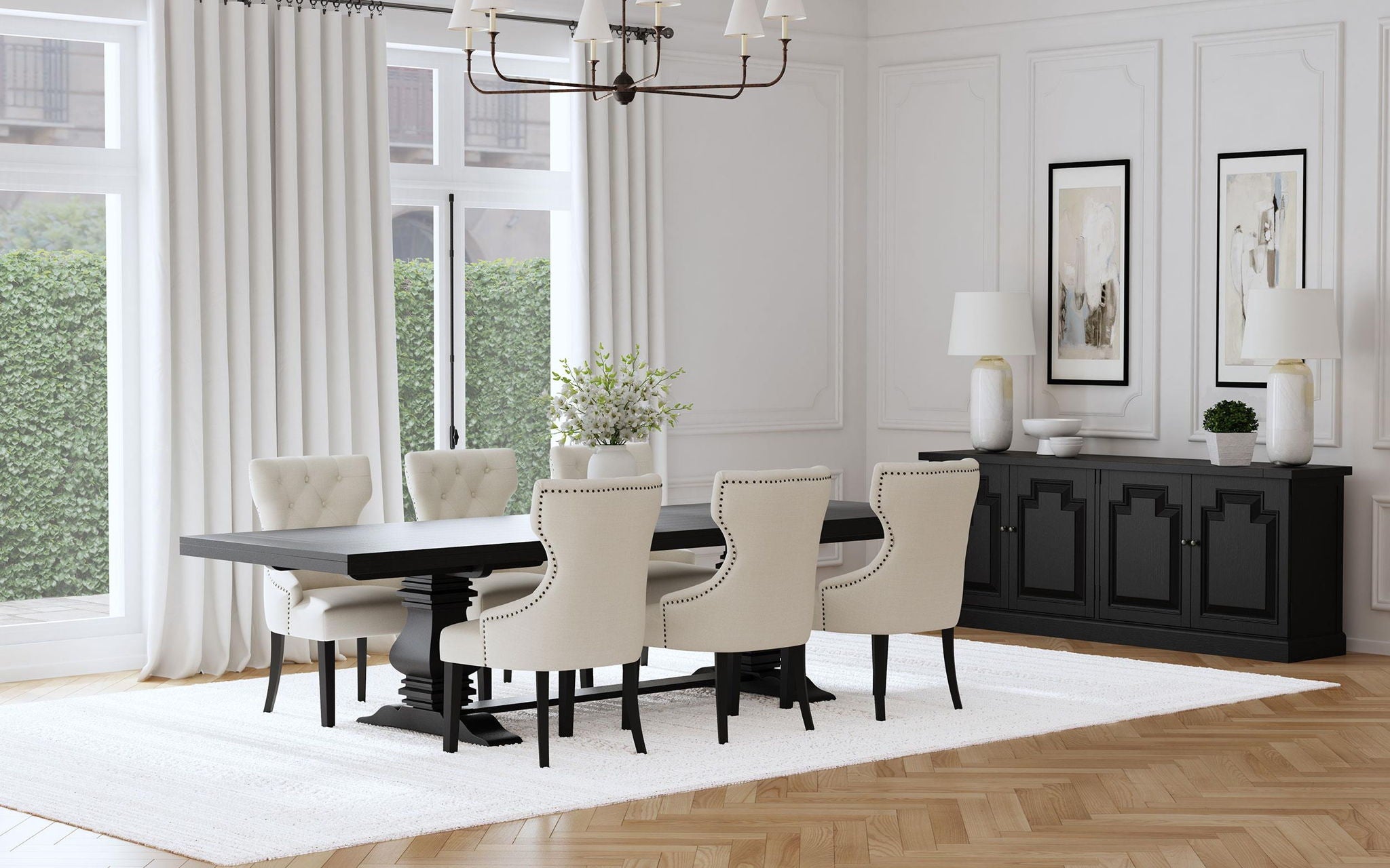 Florence 7-piece 126-inch Extension Dining Table Set Beige - Atlantic Fine Furniture Melbourne FL