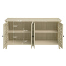 Hollowed Out Cabinet With 4 Doors, American Furniture, Suitable For Bedroom, Living Room, Study - Natural