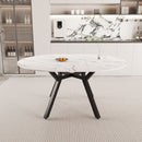 Modern Extendable White Circular Dining Table with MDF Top and Metal Legs for 4-6 Persons