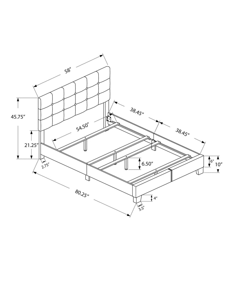 Bed, Upholstered, Frame Only, Transitional