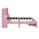 Full Size Storage Bed Velvet Upholstered Platform Bed with a Big Drawer - Pink