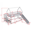 Twin Over Twin Metal Bunk Bed House Bed With Slide And Staircase