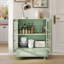 Minimalist Buffet Cabinet With Double Glass Doors And Drawer