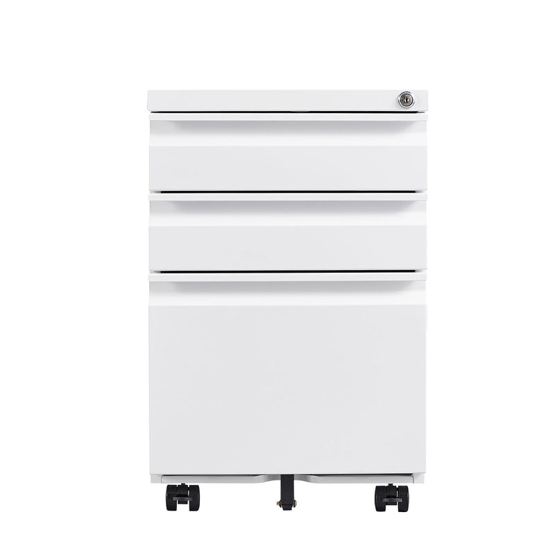 Contemporary Black 3 Drawer Mobile Filing Cabinet With Lock, Metal Office Storage For Legal / Letter Size