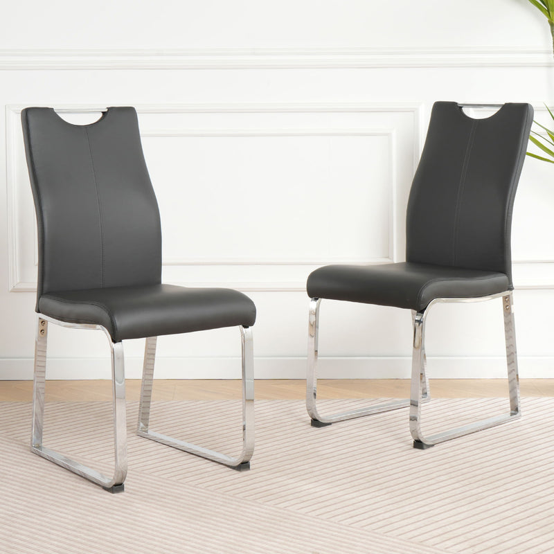 Modern Upholstered Dining Chair Electroplated Metal Legs (Set of 2)