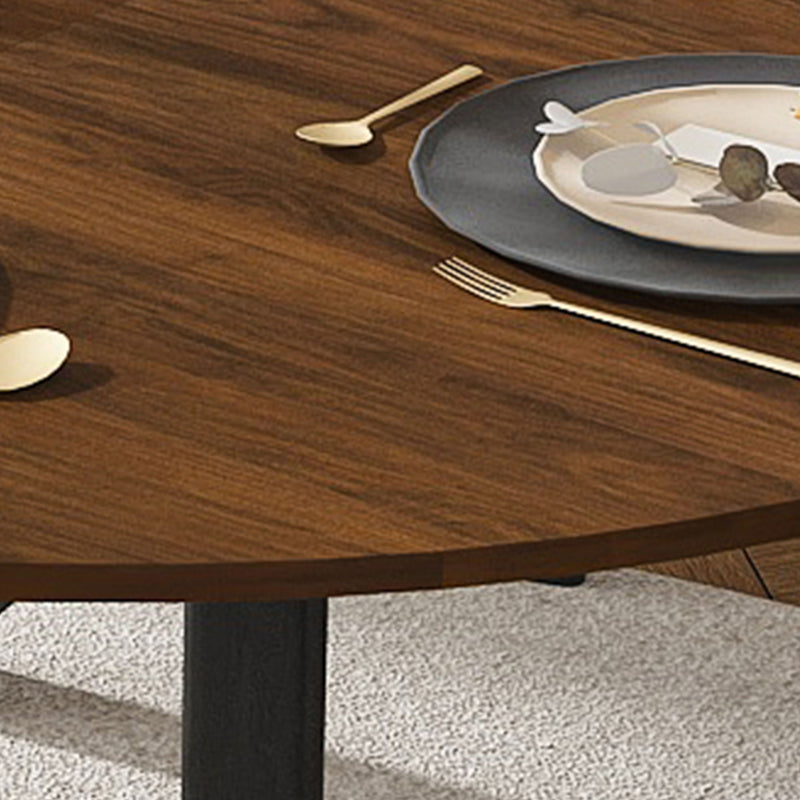 Retractable Dining Table, Round Extendable 6 Person Table - Walnut