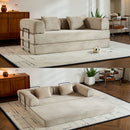 Convertible Sleeper Sofa Bed With Cylindrical Pillow, With Fixed Shape Frame