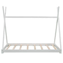 Twin Size House Platform Bed with Triangle tructure,White