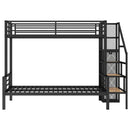 Metal Bunk Bed With Storage Staircase And Open Wardrobe