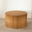 Cylindrical Coffee Table With Vertical Texture Relief