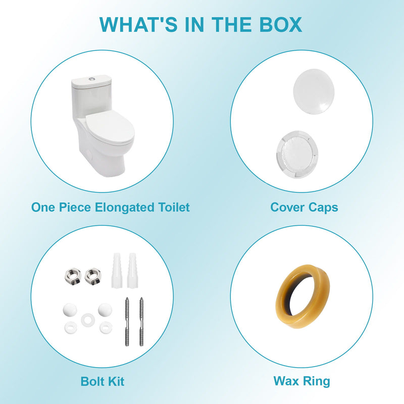 1 Piece Toilet For Bathroom, Dual Flush, Soft Closing Seat - White