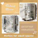 Floating Makeup Vanity With Big Mirror, Wall Mounted Storage Vanity With Drawers, Pockets & Hooks, Space Saving Decorative Home Organizer - White