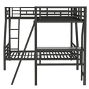 Twin Over Full Bunk Bed With Loft And Desk, L-Shaped Design For 3 Sleepers - Black